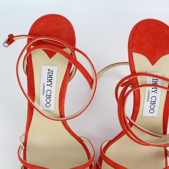 NEW JIMMY CHOO Cutout Suede Sandals - Picture 9 of 16